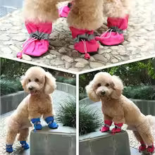 4-Piece Waterproof Dog Shoes Set – Anti Slip Rain Boots for Small Dogs, Puppies & Cats
